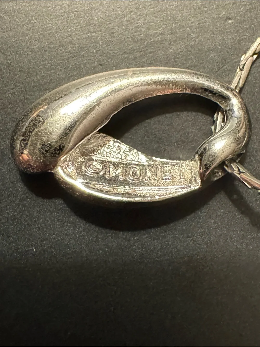 Vintage Monet Silver Textured Pendant Necklace - 16”